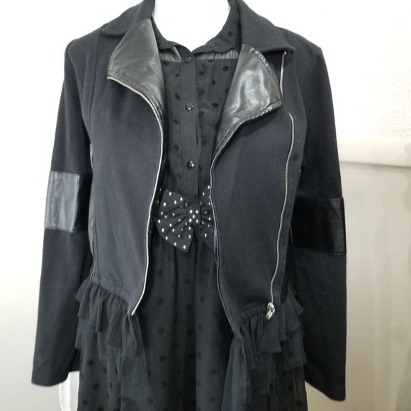 D-Signed Descendants Moto Jacket Black Dress Sleeveless Junior L 14/16 2-Pc Set - Picture 3 of 10